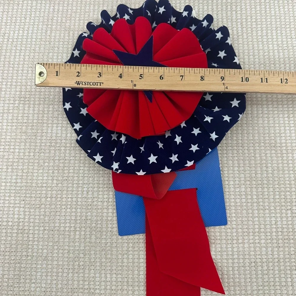 6pc Patriotic Bow and Rosette Set Red White Blue‎ Stars July 4th Americana Decor